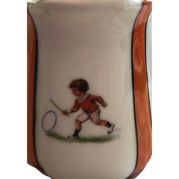 Porcelain Children Hand Painted Pitcher Artist Signed CD Creamer Milk Vintage - Picture 3 of 8